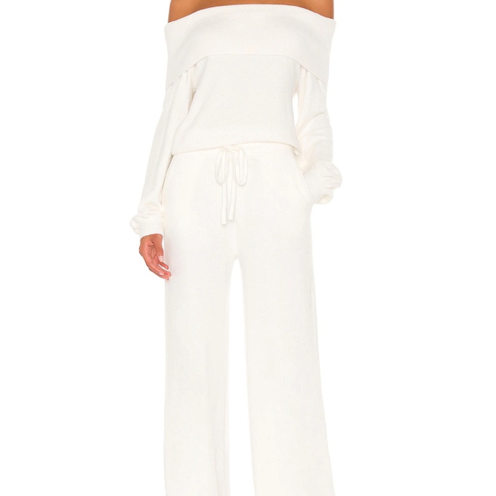 Fuzzy Sweater Pant in Ivory from Revolve.com. Worm once